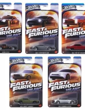 Hot Wheels unleashes the darker side of the Fast & Furious universe with this Silver Series Villains 5-car set. Featuring silver-themed versions of cars driven by the franchise’s most notorious characters, this set is a bold addition for collectors and fans alike.