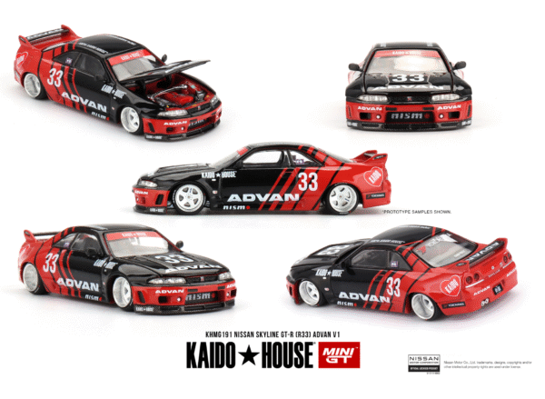 Nissan Skyline GT-R (R33) Kaido Works ADVAN, MiniGT/Kaido House, 1/64, KHMG191